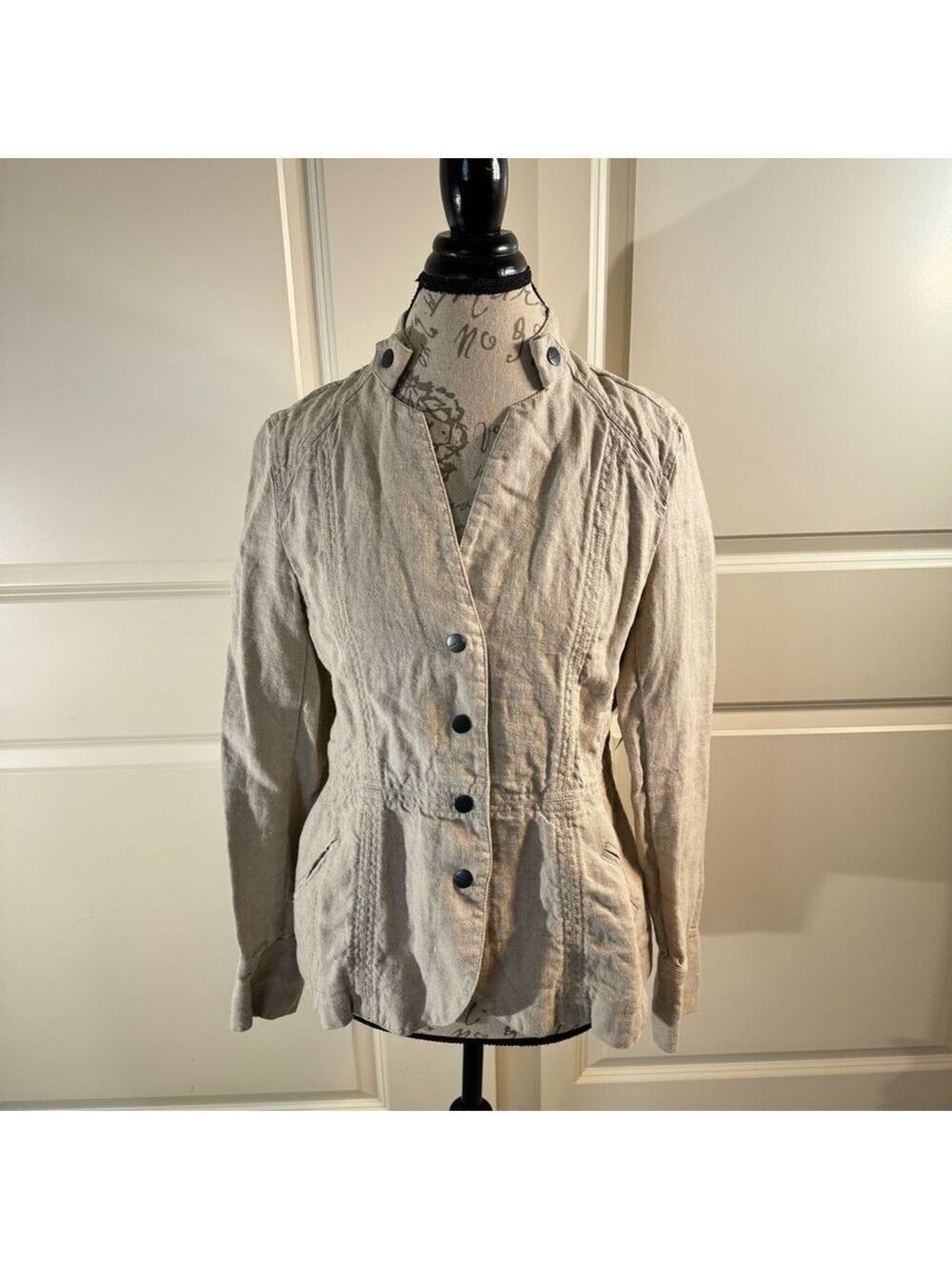 Coldwater Creek Snap Front Linen Jacket 8